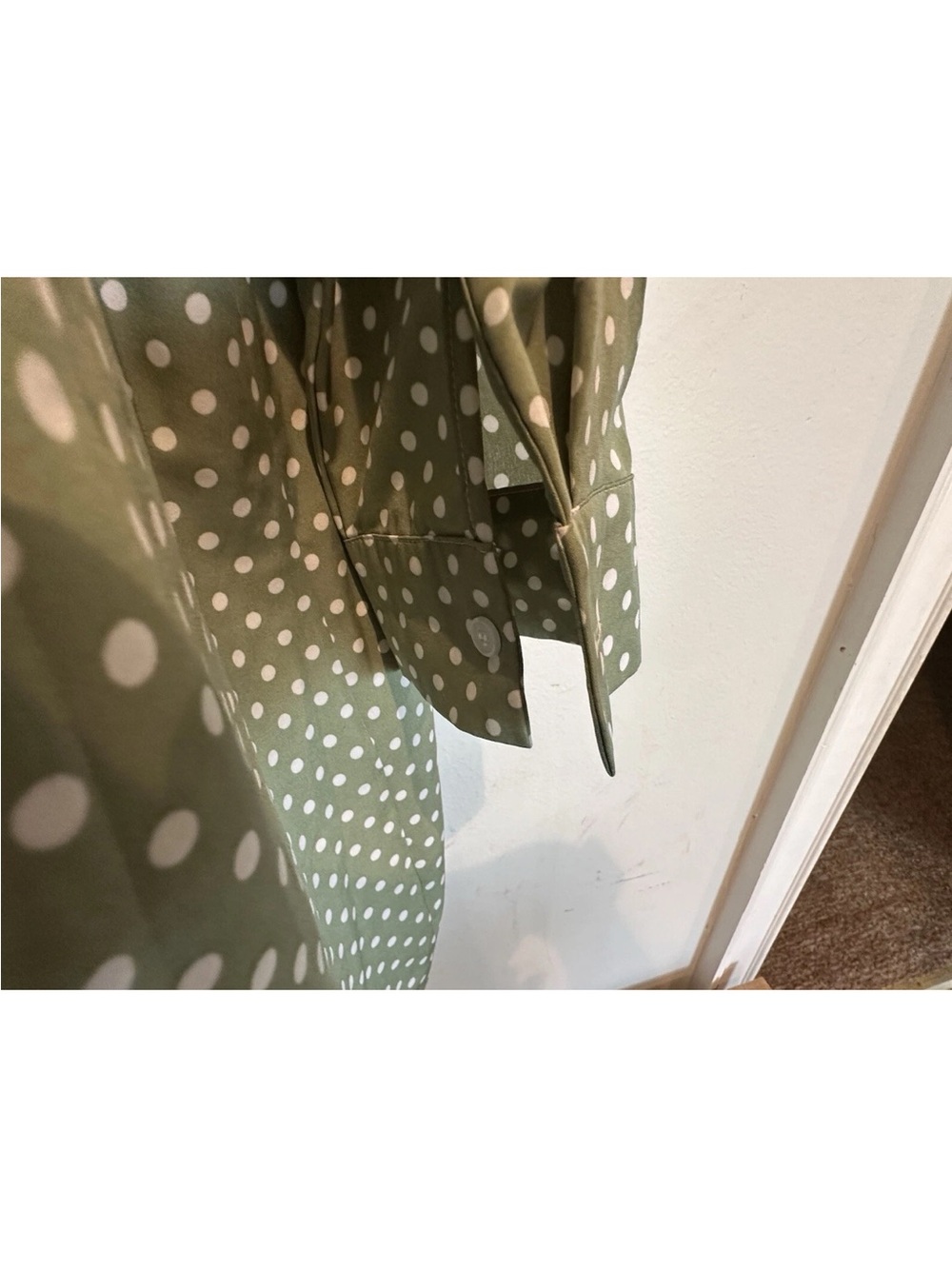 Olive Green Polka Dot women’s Button-Up Shirt - Picture 5 of 10